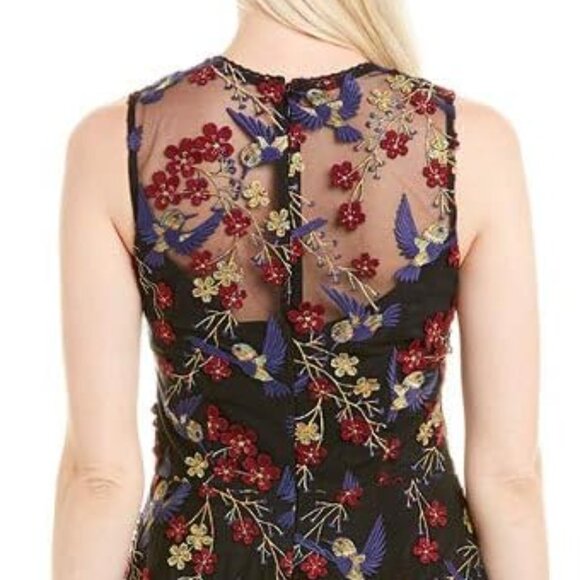 NWT Dress the Population Gina Sleeveless Lace Illusion Hummingbird Maxi Dress M - Picture 2 of 4